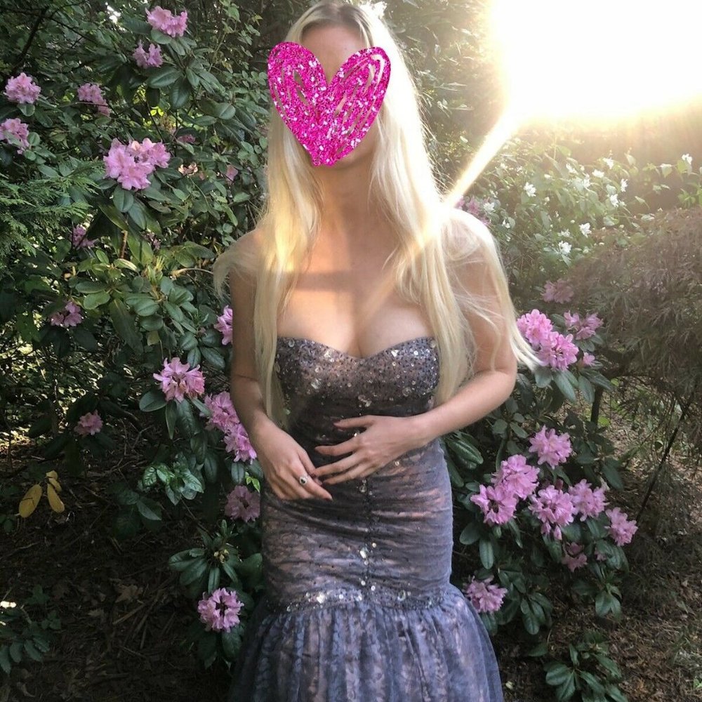 Gray mermaid wedding dress pageant gown